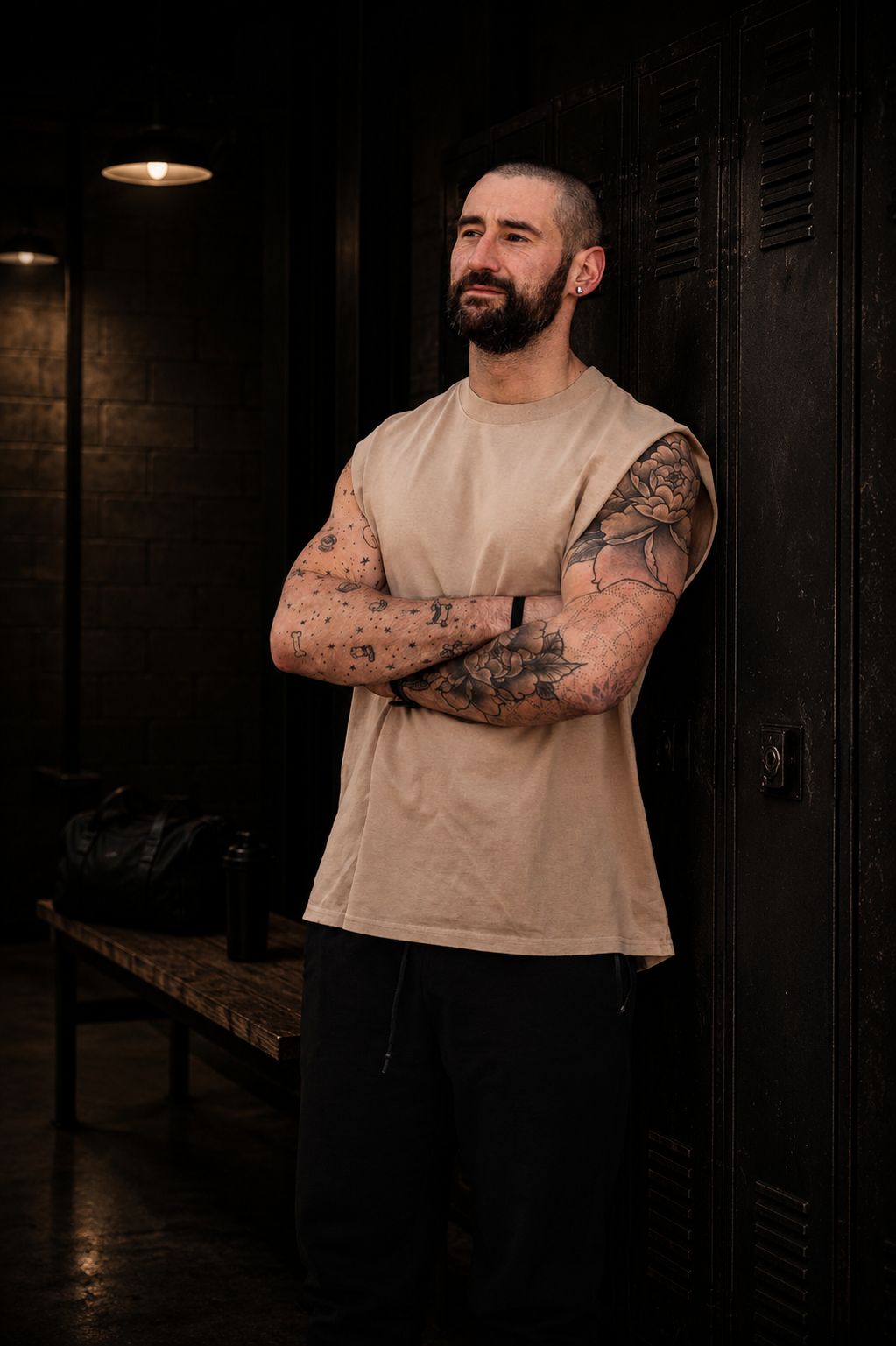 Limited Run 'Unprofessional Athlete' - Heavyweight Cut Off Tee - Faded Khaki