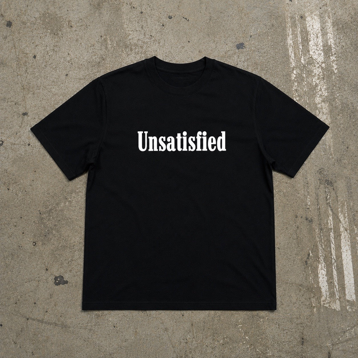 'UNSATISFIED' Classic Black Tee - Womens