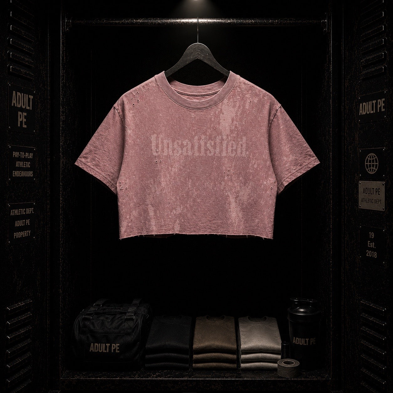 'Unsatisfied' - Heavyweight Crop - Faded Rose