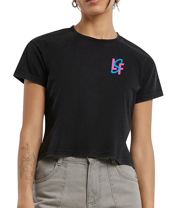 LSF 'MIAMI' CROPPED TEE - VINTAGE BLACK