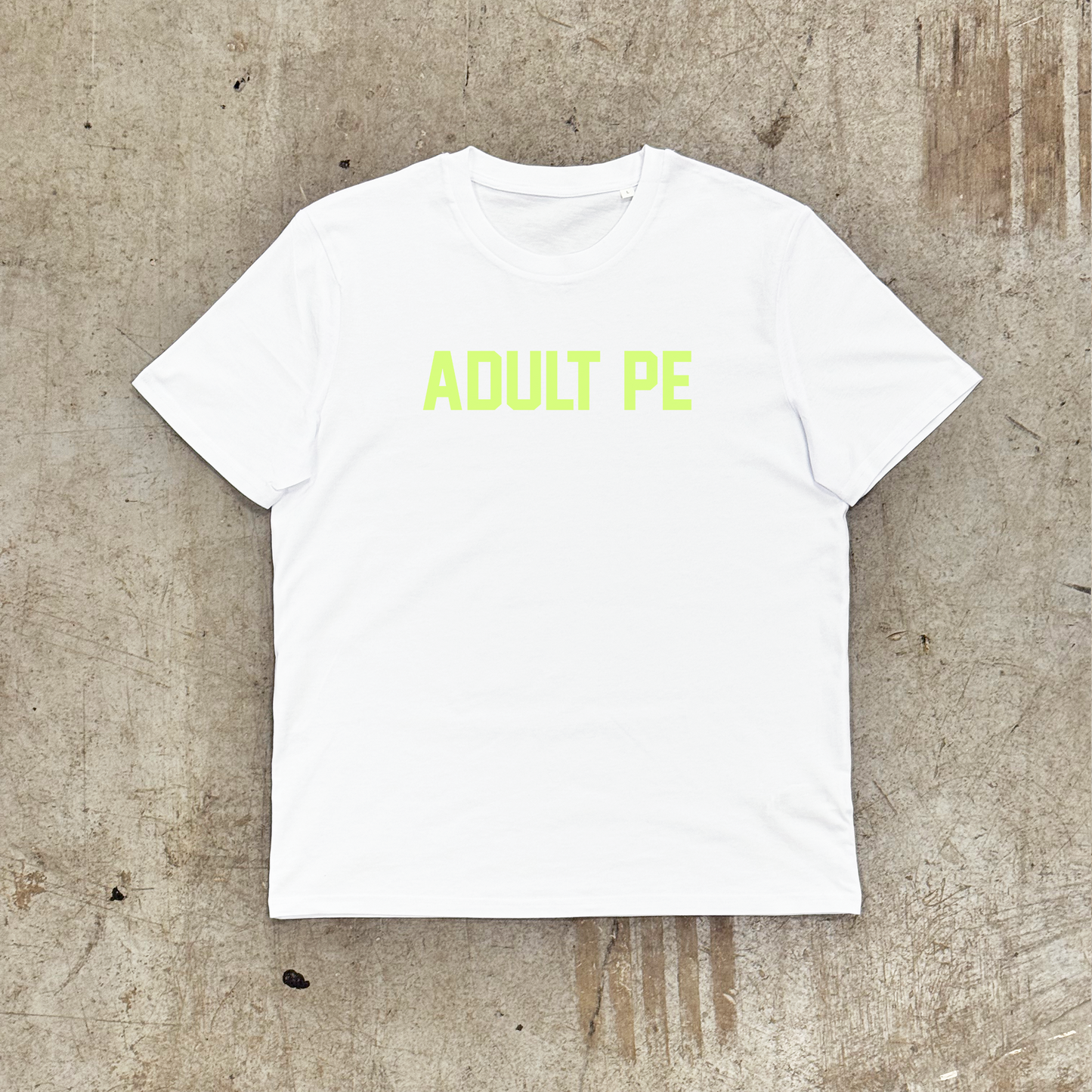 'OG ADULT PE' FLURO GREEN - WHITE TEE
