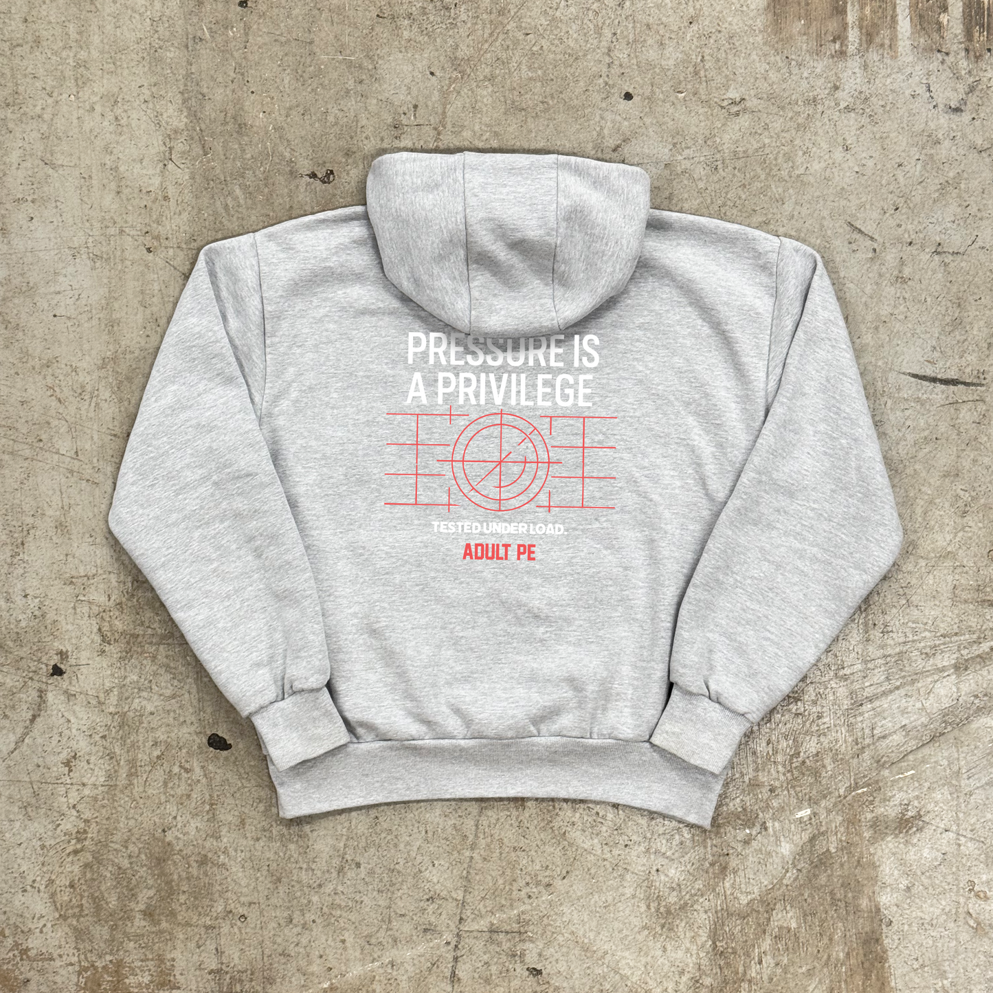 'PRESSURE IS A PRIVILEGE' HEAVYWEIGHT HOOD - GREY