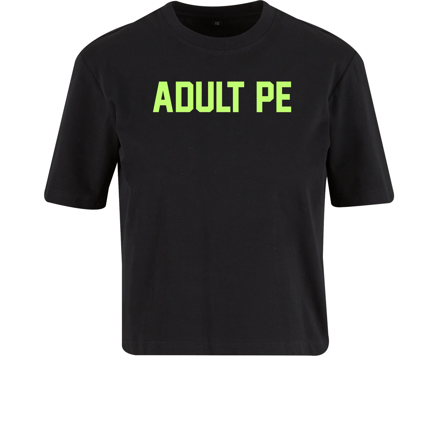 'ADULT PE' FLURO GREEN PERFORMANCE CROP - BLACK