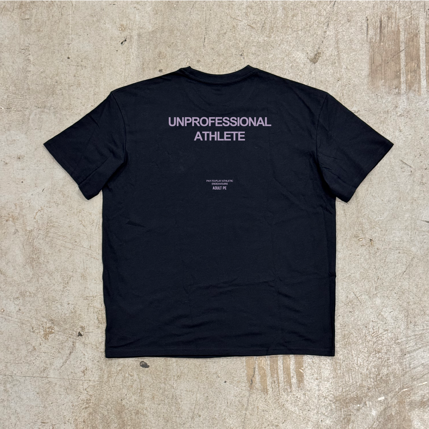 'UNPROFESSIONAL ATHLETE' PURPLE OVERSIZED TEE - BLACK