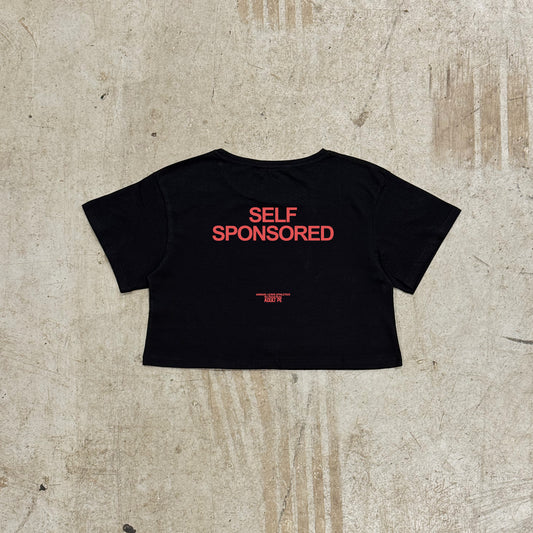 'Self Sponsored' Black Crop - Womens