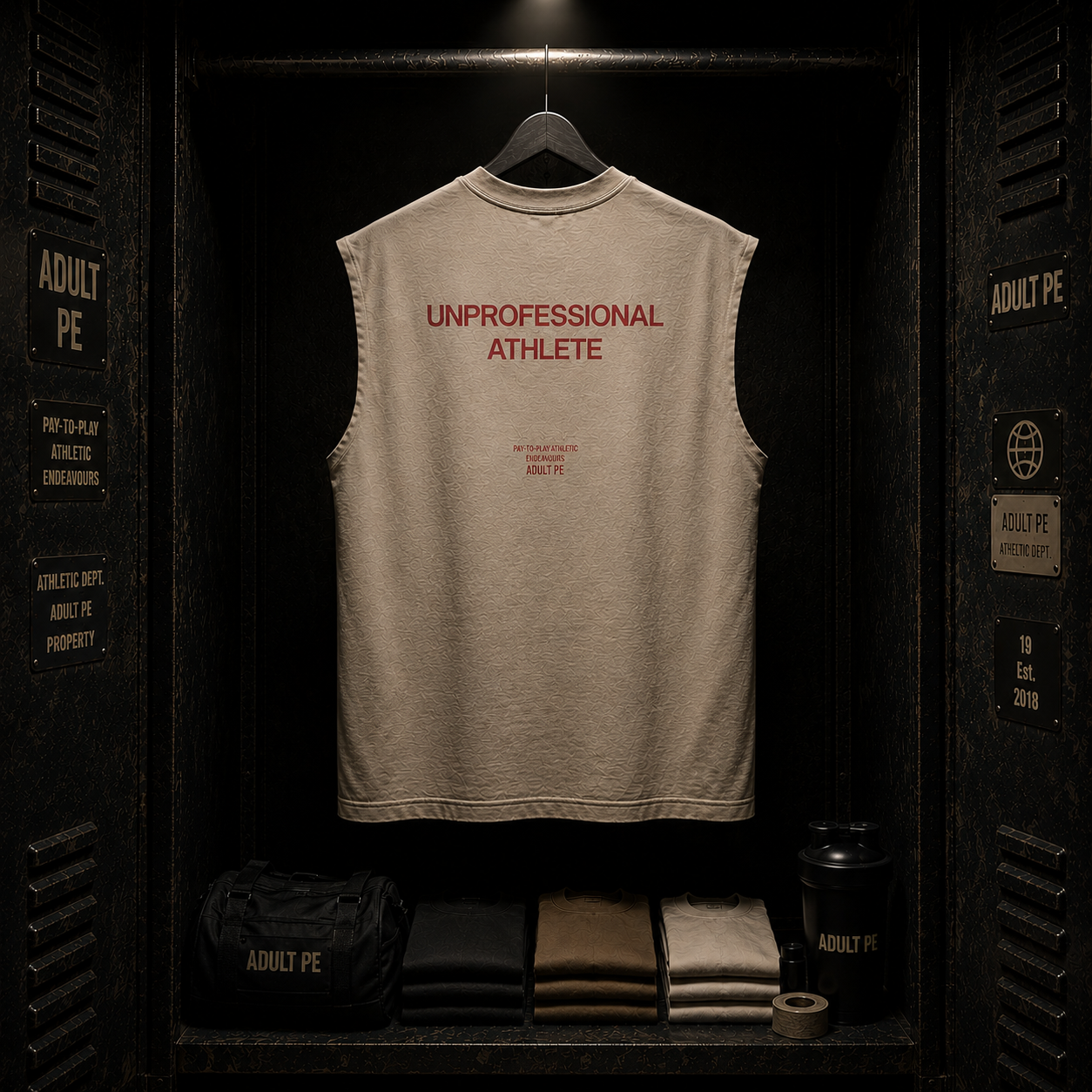 Limited Run 'Unprofessional Athlete' - Heavyweight Cut Off Tee - Faded Bone