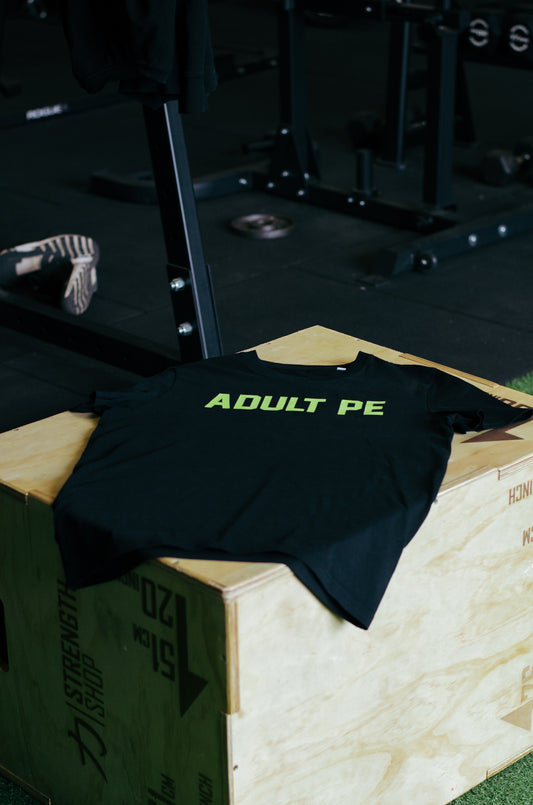 'OG ADULT PE' FLURO GREEN - BLACK TEE