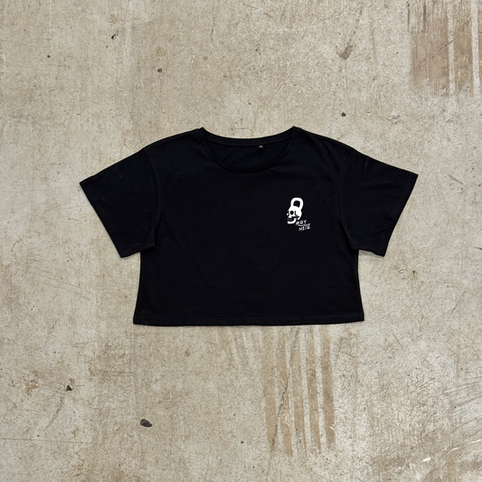 'HEAVIER METAL' WHITE - BLACK CROP