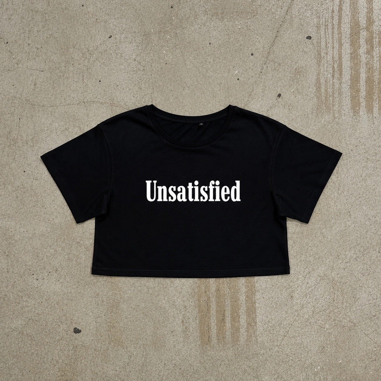 'UNSATISFIED' Black Crop - Womens