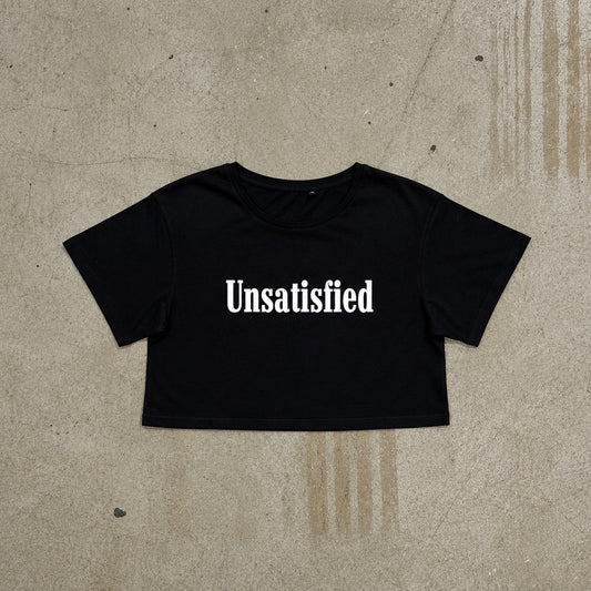 'UNSATISFIED' Black Crop - Womens