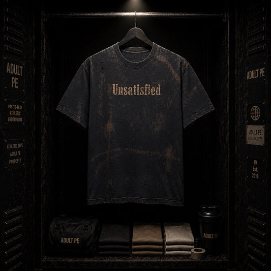 'Unsatisfied' - Heavyweight T-shirt - Faded Black