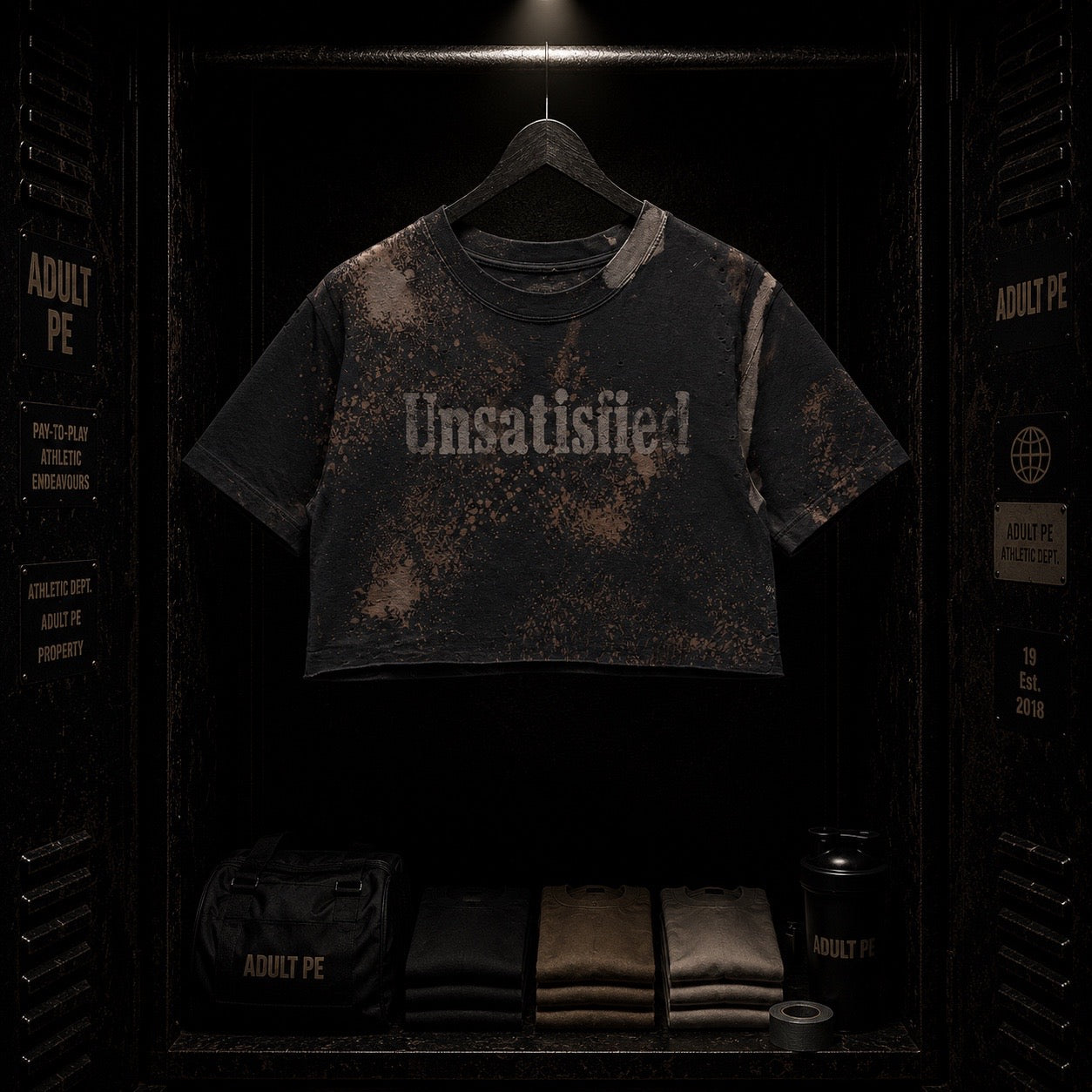 'Unsatisfied' - Heavyweight Crop - Faded Black