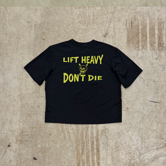 'LIFT HEAVY DON'T DIE' PERFORMANCE CROP - BLACK