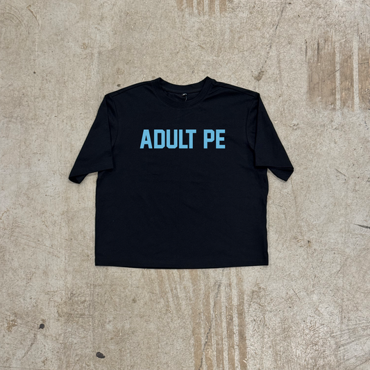 'ADULT PE' BLUE PERFORMANCE CROP - BLACK