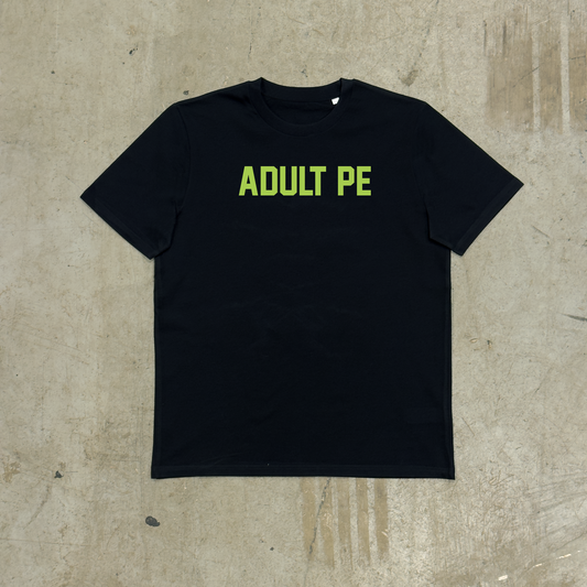 'OG ADULT PE' FLURO GREEN - BLACK TEE