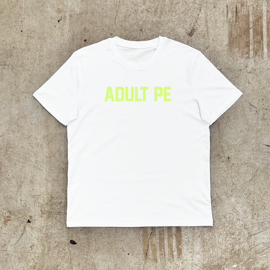 'OG ADULT PE' FLURO GREEN - WHITE TEE