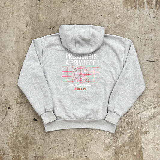 'PRESSURE IS A PRIVILEGE' HEAVYWEIGHT HOOD - GREY