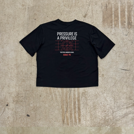 'PRESSURE IS A PRIVILEGE' PERFORMANCE CROP - BLACK