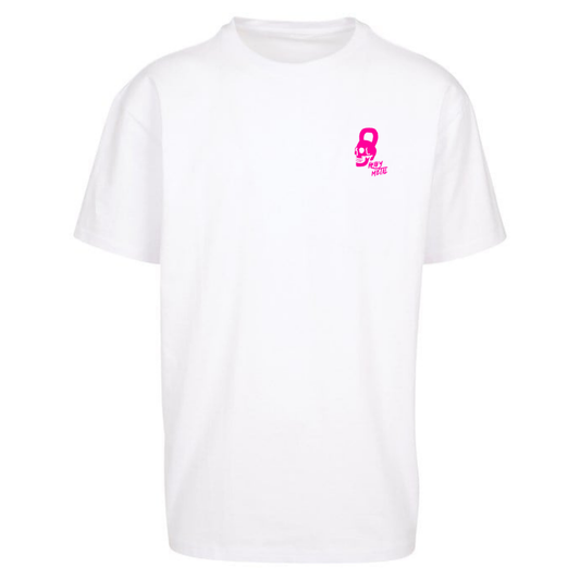 'HEAVIER METAL PINK'- OVERSIZED HEAVY TEE WHITE