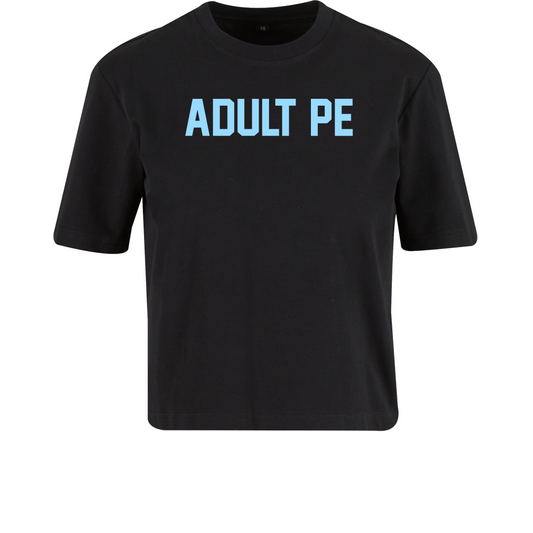 'ADULT PE' BLUE PERFORMANCE CROP - BLACK