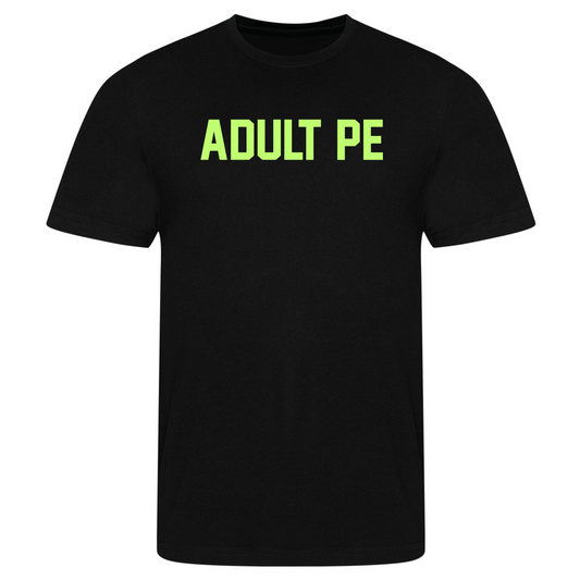 'ADULT PE' FLURO GREEN TRAINING TEE - BLACK