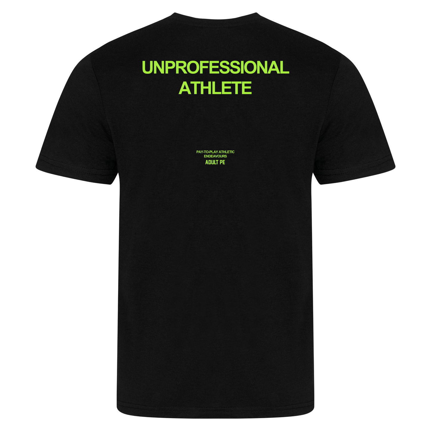 'UNPROFESSIONAL ATHLETE' FLURO GREEN TRAINING TEE - BLACK