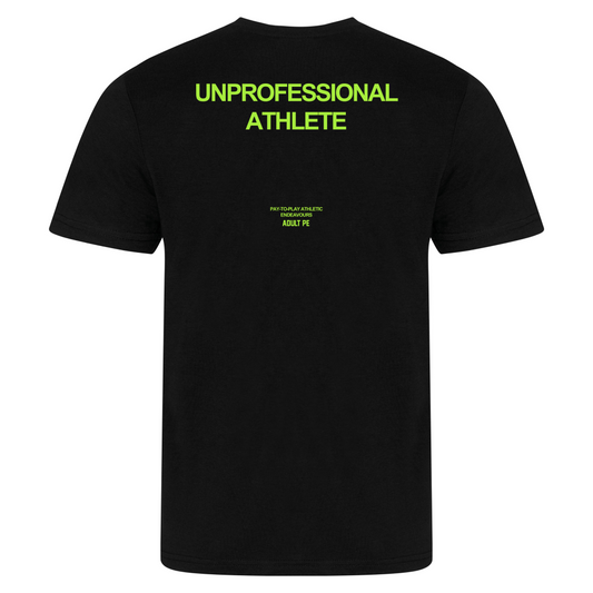 'UNPROFESSIONAL ATHLETE' FLURO GREEN TRAINING TEE - BLACK