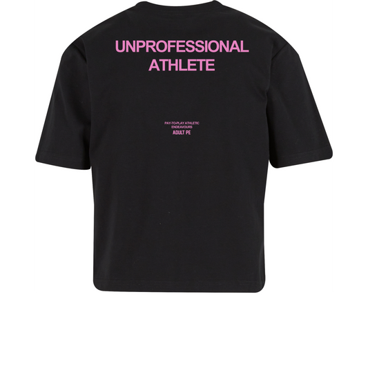 'UNPROFESSIONAL ATHLETE' PURPLE PERFORMANCE CROP - BLACK