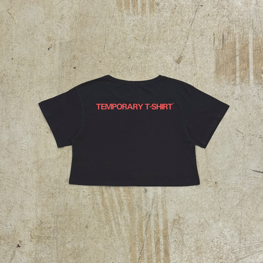 'TEMPORARY T-SHIRT' Black Crop - Womens