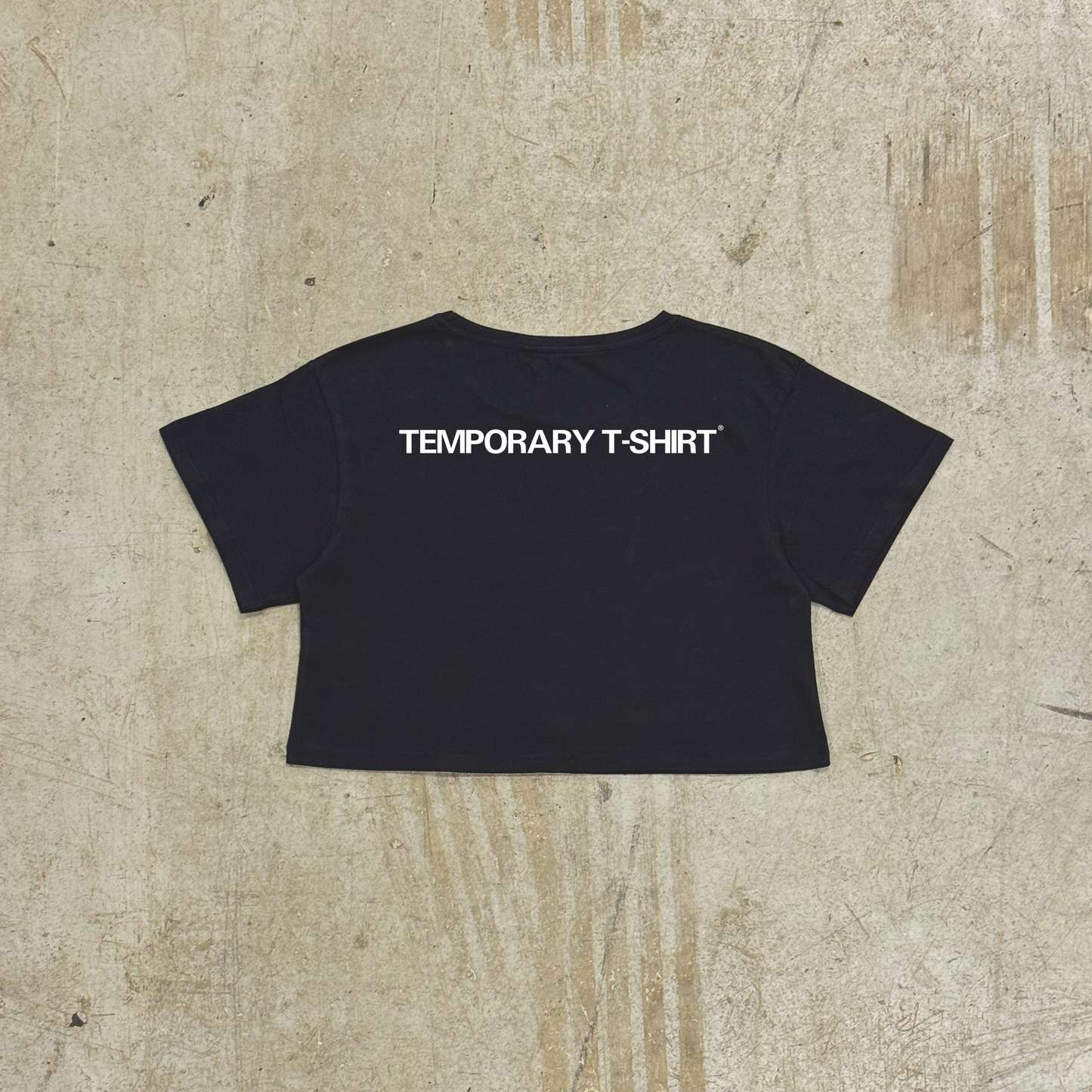 'TEMPORARY T-SHIRT' Black Crop - Womens
