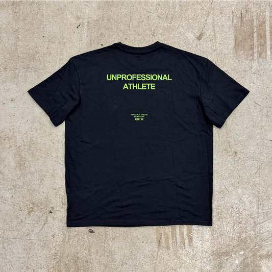 'UNPROFESSIONAL ATHLETE' FLURO OVERSIZED TEE - BLACK