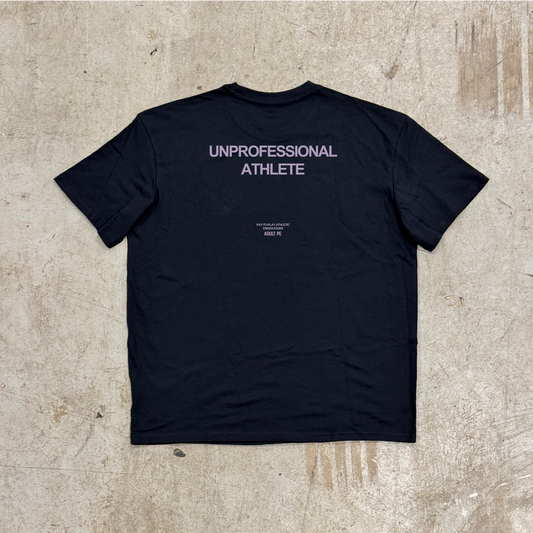 'UNPROFESSIONAL ATHLETE' PURPLE OVERSIZED TEE - BLACK