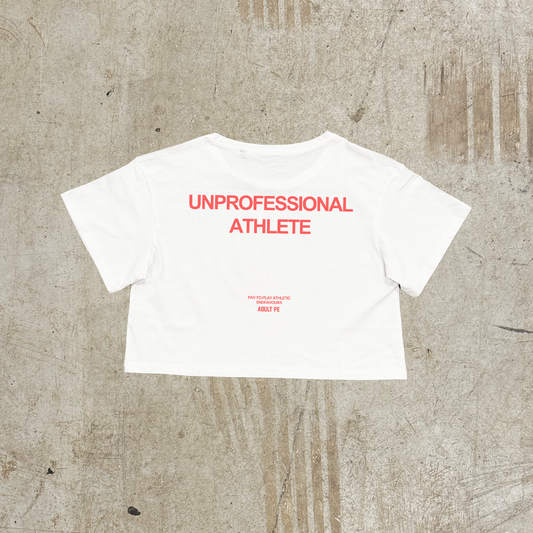 'UNPROFESSIONAL ATHLETE' CROPPED TEE - WHITE