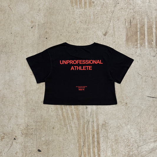 'UNPROFESSIONAL ATHLETE' CROPPED TEE - BLACK