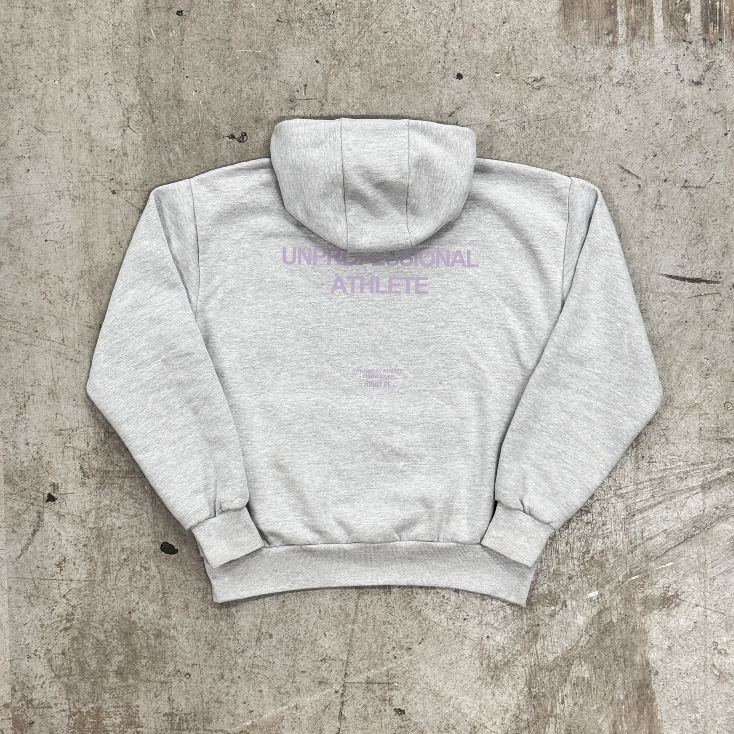 'UNPROFESSIONAL ATHLETE' PURPLE HEAVYWEIGHT HOOD - GREY