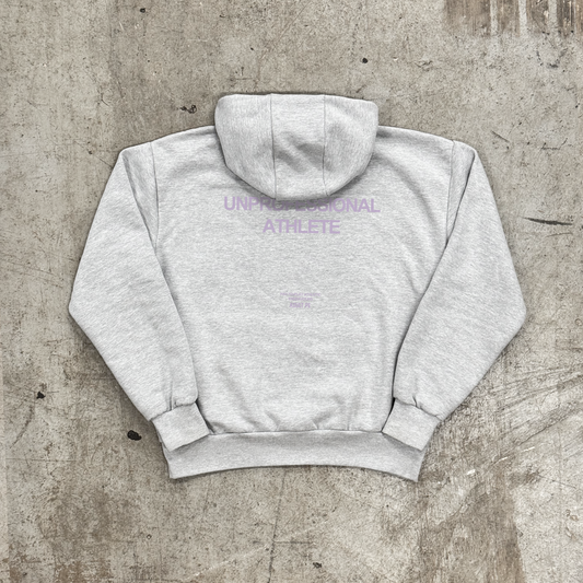 'UNPROFESSIONAL ATHLETE' PURPLE HEAVYWEIGHT HOOD - GREY