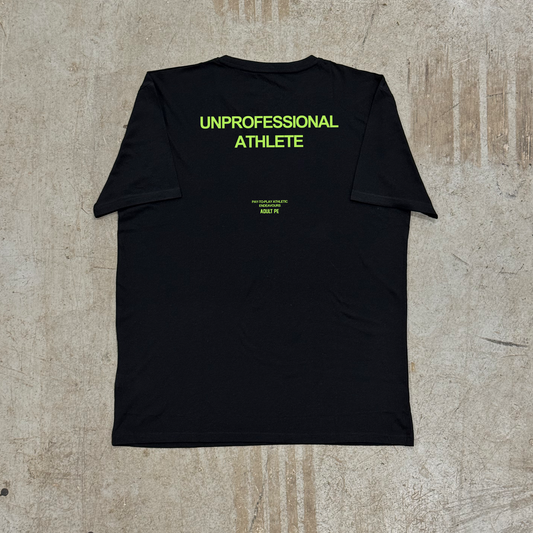 'UNPROFESSIONAL ATHLETE' FLURO GREEN TRAINING TEE - BLACK
