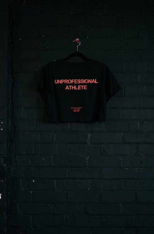 'UNPROFESSIONAL ATHLETE' CROPPED TEE - BLACK