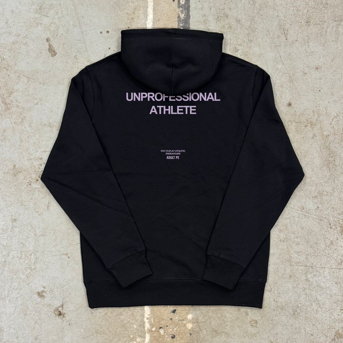 'UNPROFESSIONAL AHLETE' PURPLE WARM UP HOOD - BLACK